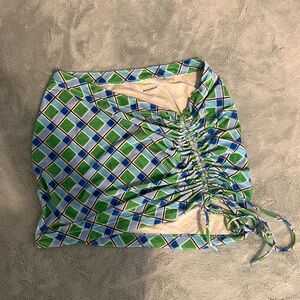 Colorful Geometric Ruched sarong skirt